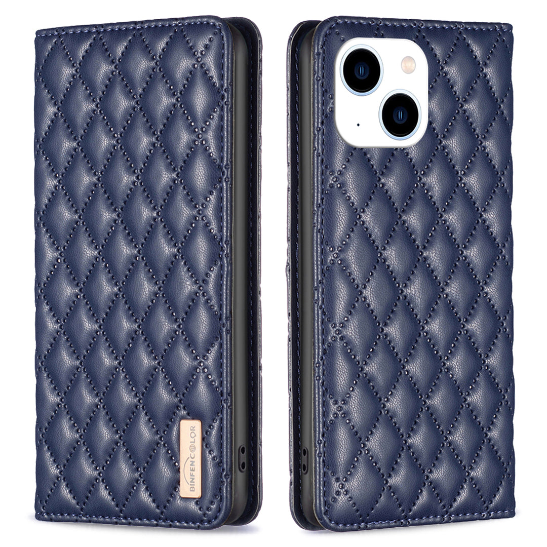 Binfen Color BF Style-16 For iPhone 15 Phone Case Anti-drop PU Leather Stand Shell with Card Slots - Blue Binfen Color BF Style-16 For iPhone 15 Phone Case Anti-drop PU Leather Stand Shell with Card Slots - Blue